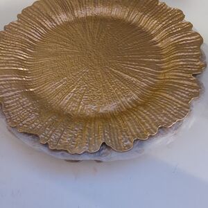 5 pack 13 inch gold plate chargers with flora reef design (16)
